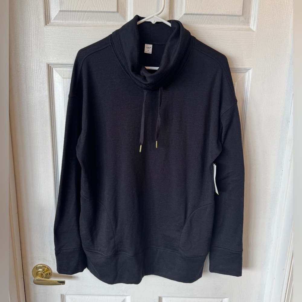 Old Navy Active Black Oversized Drawstring Mock-neck Pullover Sweatshirt
